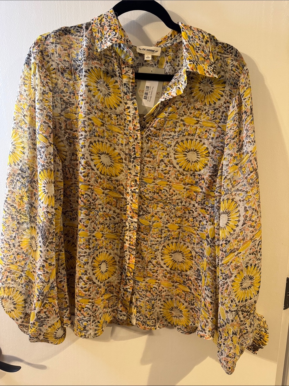 Lightweight Yellow Floral Print Button-Up Shirt